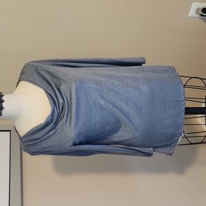 Grey metallic Tahari cowl top M